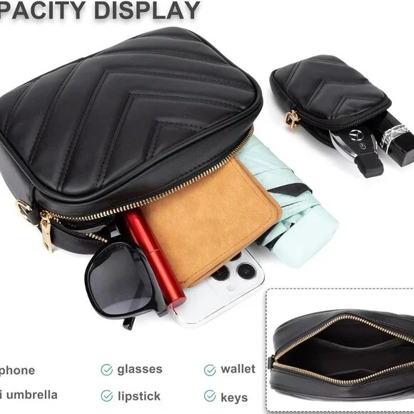 Small Quilted Crossbody Bags for Women Stylish Leather Purse Designer Handbag wi - Picture 6 of 7